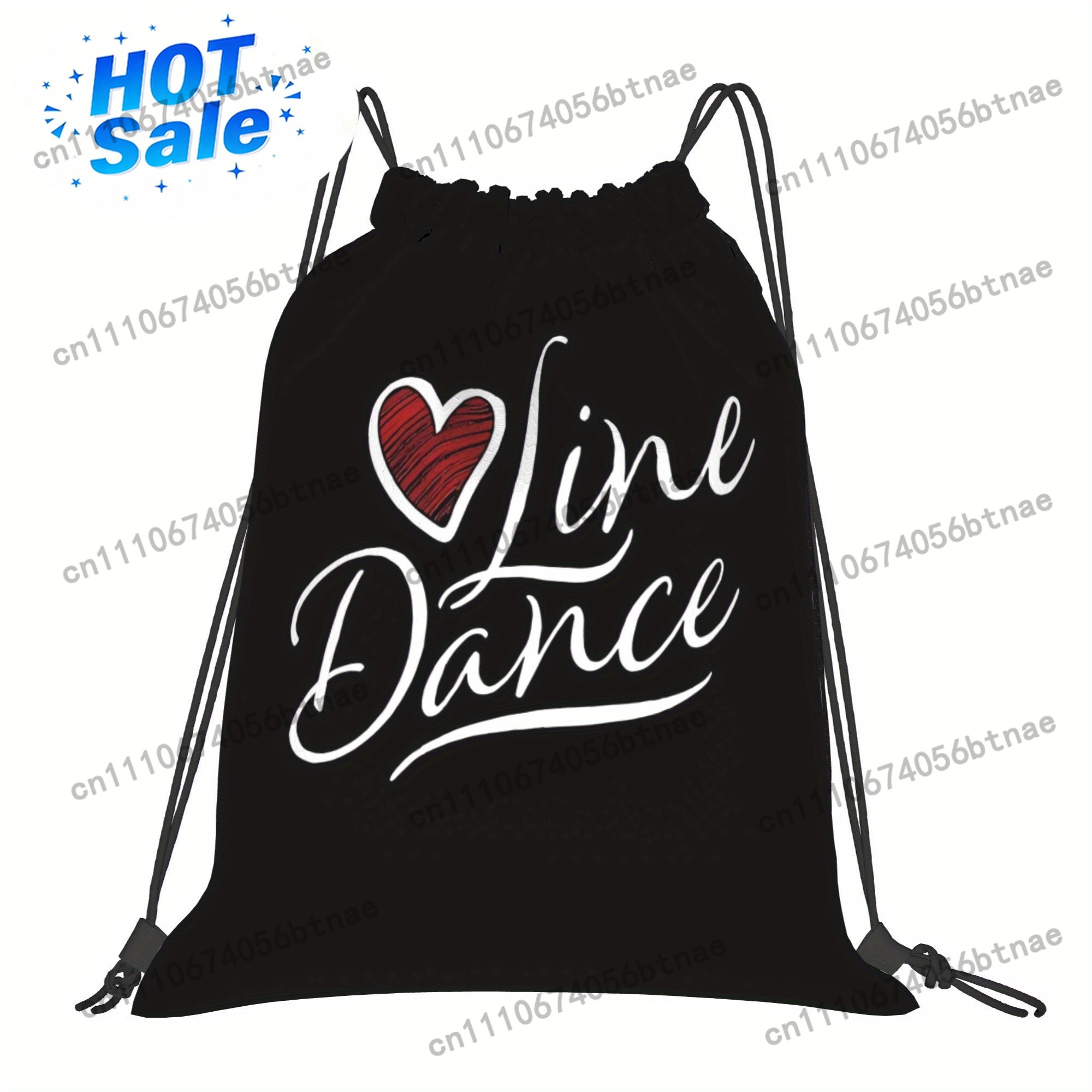 Drawstring Gym Bag - LOVE Line Dance Kordelzug-Tasche – Schwarz