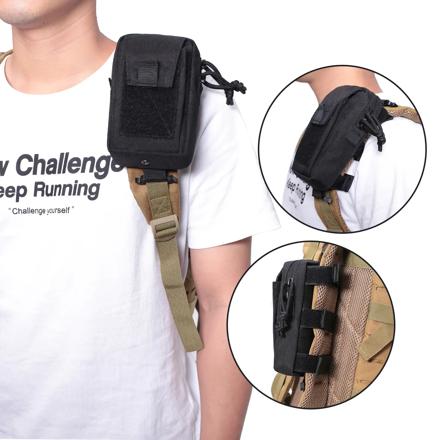 Backpack Insert Organizer - Molle Rucksackgurt-Handyhalterung Hüfttasche für Outdoor-Sportarten, Laufen,