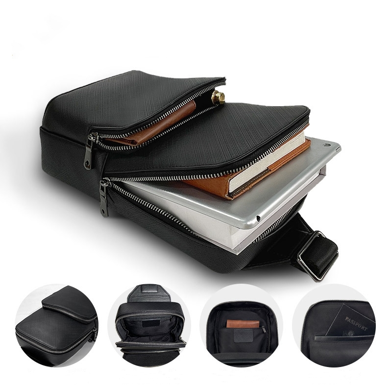 Sling Backpack Shoulder - Modedesign schwarze Herren Schulter tasche Echt