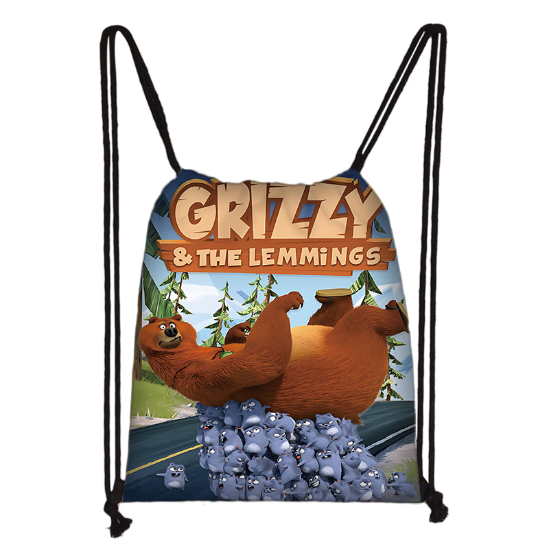 Drawstring Gym Bag - Kind bedruckter Kordelzug für Cartoon Grizzy