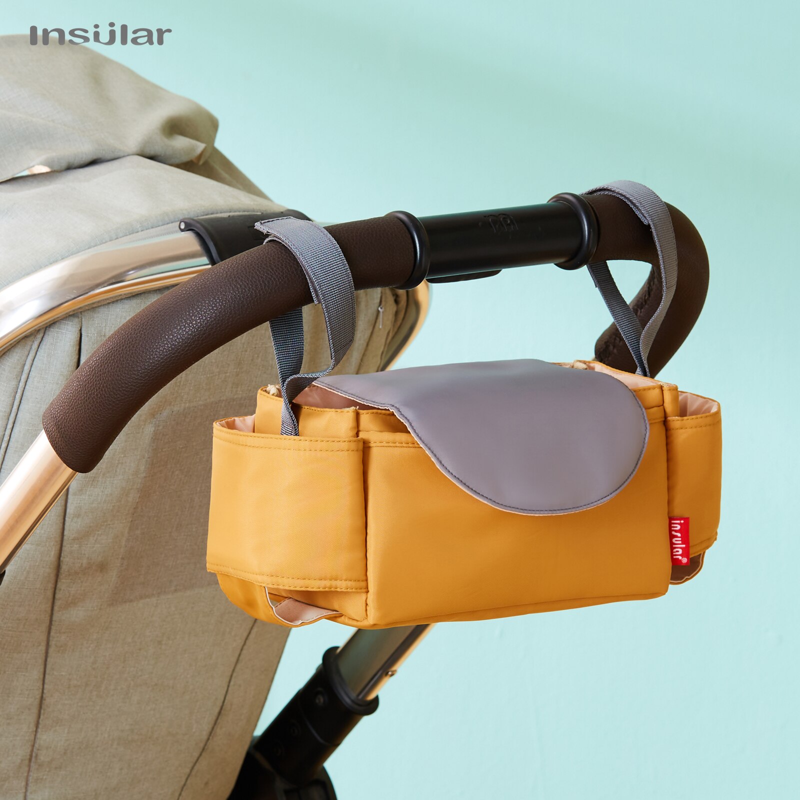 Backpack Diaper Bag - INSULAR Kinderwagen-Organizer, Wickeltasche mit Becherhalter, Hängekorb,